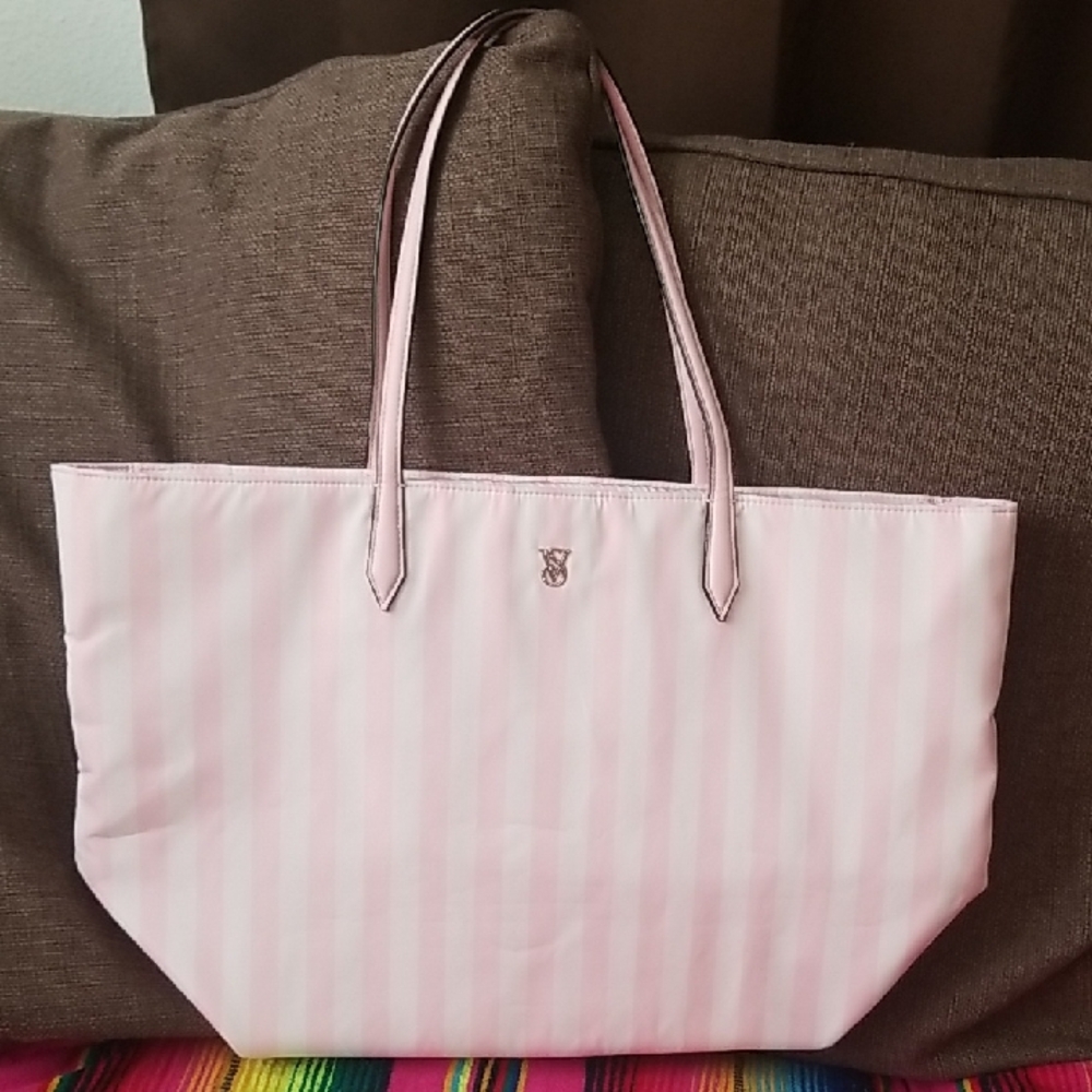 Victoria's Secret Light Pink Striped Tote